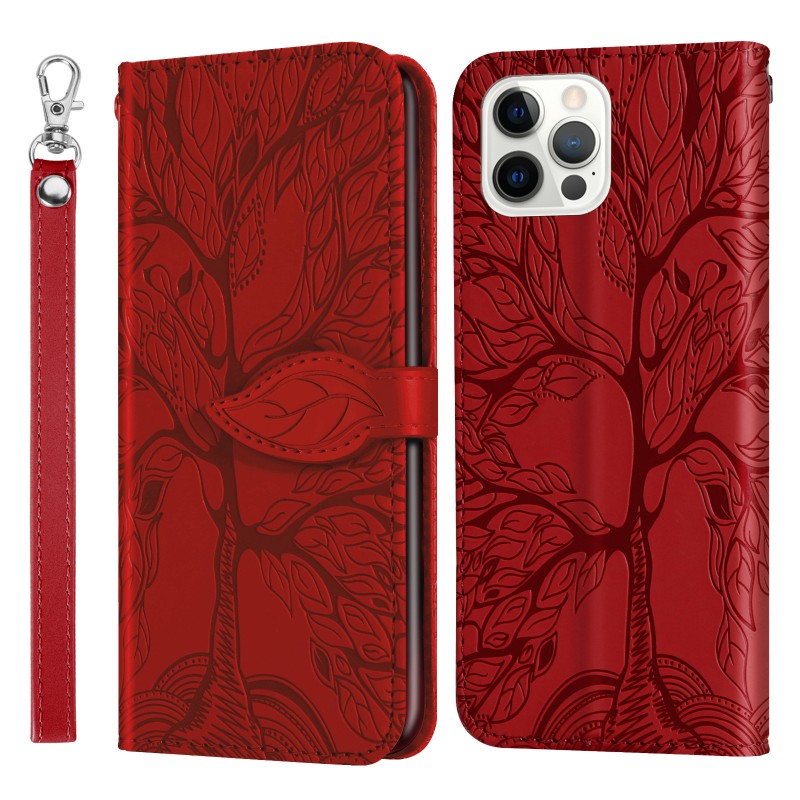 Embossed Tree of Life Card Slot Wallet Folio Case